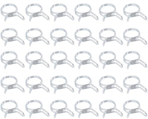 Leliafleury Doppeldrahtfederklemmen, 6 mm, Edelstahl, Schlauchschellen, Kraftstoffleitung, Schlauchschellen, Federklemme für Wasserleitung, Luftschlauch, 30 Stück