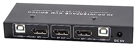 ZEZEFUFU KVM Switch HDMI 2 Port Box 4K@60Hz USB DP KVM 2 in 1 out DP USB KVM Switch for 2 Computers Share Keyboard Mouse Printer