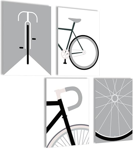 mojoliving Bauhaus Fahrrad Deko Poster Set Fahrrad Poster Set Deko Aesthetic Bilder Geschenk Wandbilder Schlafzimmer Abstrakte Bilder Bauhaus Kunstdrucke