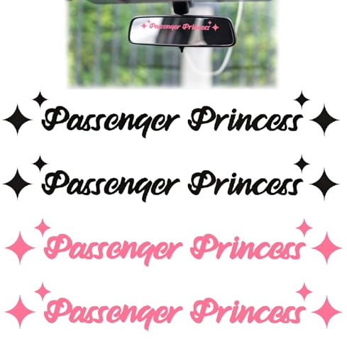 4er Set Beifahrerprinzessin Aufkleber - Lustige und niedliche Prinzessinnen Autoaufkleber für Fenster und Dekoration. Hochwertiges Autozubehör für Frauen, Wasserfest und Langlebig