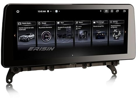 Erisin 12,3 8-Kern 8GB RAM+128GB ROM Android 14 Autoradio GPS Navi für BMW X3 F25 / X4 F26 NBT System Unterstützt IPS OEM iDrive Bluetooth 5.1 kabelloses CarPlay Android Auto DAB+USB WiFi DVR CanBus