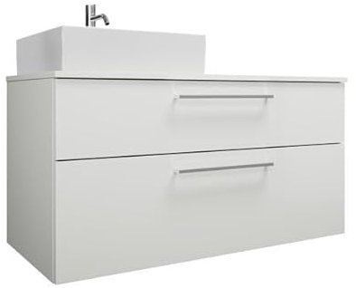 burgbad Eqio Keramik-Aufsatzwaschtisch quadratisch, rechts, inklusive Waschtischunterschrank mit 2 Schubladen, Breite 1200mm, SGUQ120RF5662C0001G0252, Farbe: Eiche Dekor Urban/Eiche Dekor Urban,
