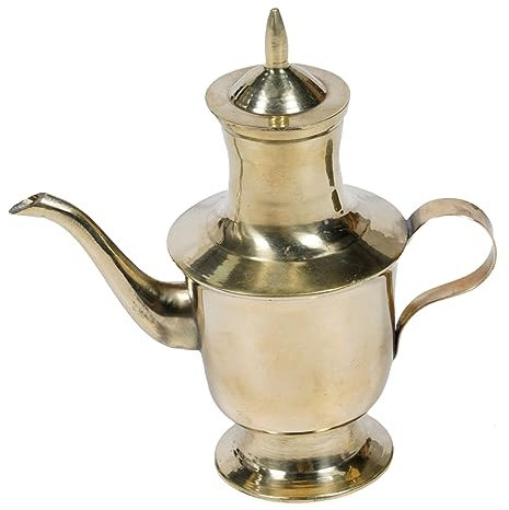 Buddhist Offering Pot in Rame Oro, Design Cinese Raffinato