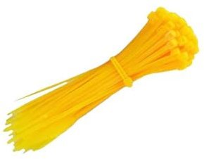 bridas de poliamida 3,6 x 200 mm (40 unidades) en color amarillo, ideales para organizar cables y fijar objetos.