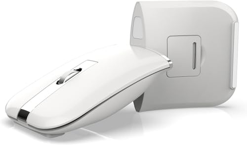Zienstar-Souris de Voyage Bluetooth Pliable,Souris Arc Portable sans Fil,Multi-Appareils (Bluetooth + 2.4G),Rechargeable Rotative à 360 °-Blanc