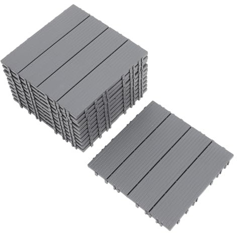 Housoutil Ineinandergreifende Terrassenfliesen 11 Stück Wasserdichte Kunststoff-Terrassenbodenfliesen Aus Verbundwerkstoff 12 X 12 Zoll Graue Ineinandergreifende Terrassenfliesen Für Den