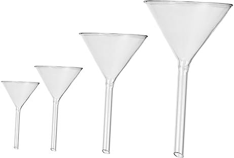 BESTOYARD 4 Pezzi Imbuto Piccolo in Vetro per Laboratorio, Imbuto per Riempire Bottiglie, Alta Resistenza Chimica e Agli Shock Termici