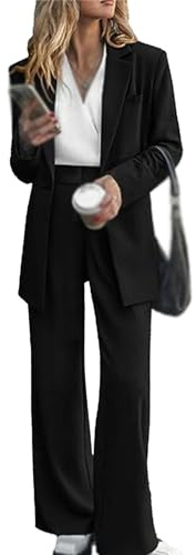 Damen-Anzug-Set in Übergröße, lässig, locker, langer Blazer, Jacken und Hosenanzüge mit weitem Bein