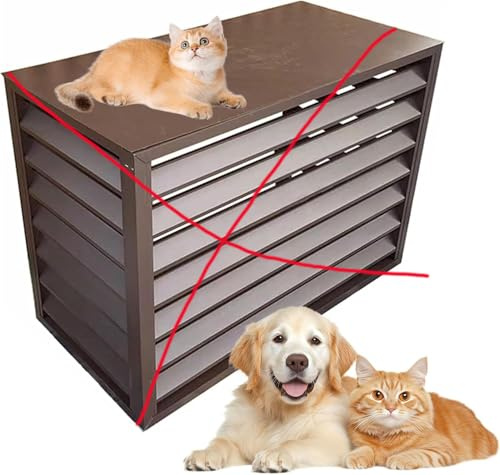 LKPMGOA Cubierta de Aire Acondicionado, Cubre Aire Acondicionado Exterior de Aleación de Aluminio Funda Aire, con Protección Antirrobo y Reducción de Ruido(Brown,100cm)