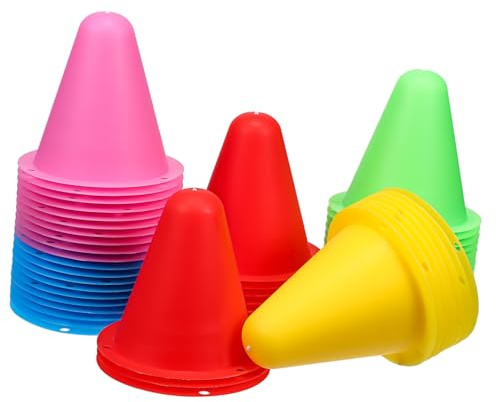 Anneome Trainingskegel 50 Stück Bunte Kunststoff Sporthütchen Glatte Oberfläche Mit Abgerundeten Kanten Kinder Fußball Und Basketball Übungshütchen Indoor Outdoor Markierungscones