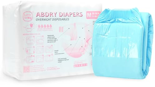 LittleForBig justerbar tejp vuxenblöja 10 delar – ABDry ultraabsorberande blöjor blå (X-Large 121-142 cm)