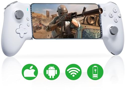 ATUTEN Phone Game Controller Android, Mobile Gaming Controller for iphone 16/15 Stream Pc/Xbox/Ps5 Games on Mobile Phone, Dual Hall Linear Trigger, Stretch Panel Straight, Through Charging Capability