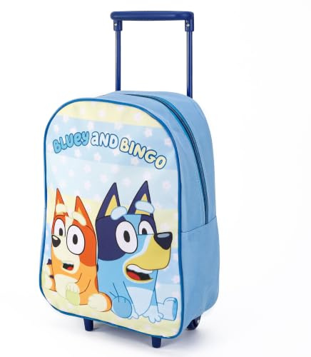 Bluey Children’s Luggage Suitcase - Foldable Trolley Bag 42 x 29cm 2 Wheels Extendable Handle - Travel Bag with Wheels