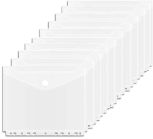 Dokumententasche A5 Abheftbar, Dokumententasche Für Schule Und Büro, 10 Stück Transparente Dokumententaschen A5 Mit 23x18cm, Ideal Zur Organisation Wichtiger Unterlagen Und Sensibler Dokumente