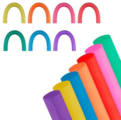 2 Piezas Flotador Espuma Piscina 150cm, Churro Piscina, Tubo Espuma Flotante Fideos para Piscina, Tubo Flotador Piscina, Fideos Piscina Natación. (Rosa/Amarillo)