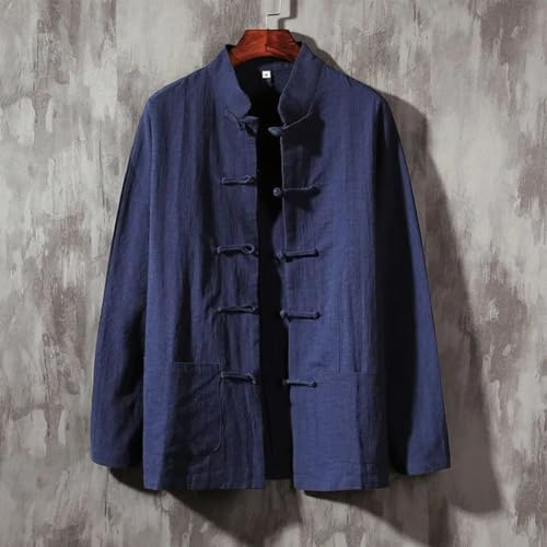 Costume traditionnel Tang pour homme - Veste confortable de Tai Chi pour diverses occasions (2XL, bleu marine)