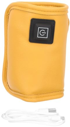 Tragbarer USB Babyflaschenwärmer für Unterwegs mit 3 Stufen | Pu-leder, Sandwich-struktur zur Wärmeerhaltung, Orange, für Auto und Reise, Schnelle Erwärmung