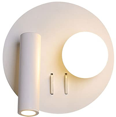Spotlight a LED, applione a Parete LED Bianca con Interruttore off, Letto a Letto Regolabile Rotondo Lettura 3000K Fetabile in Metallo Lampada di Lettura della testiera, 3W+3W