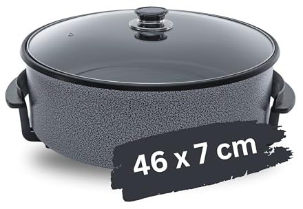Partypfanne – elektrische Multipfanne mit Antihaftbeschichtung und Thermostat | 7 versch. größen - optimal für Kochen, Braten, Dünsten, Auftauen und Warmhalten (46 x 7cm)