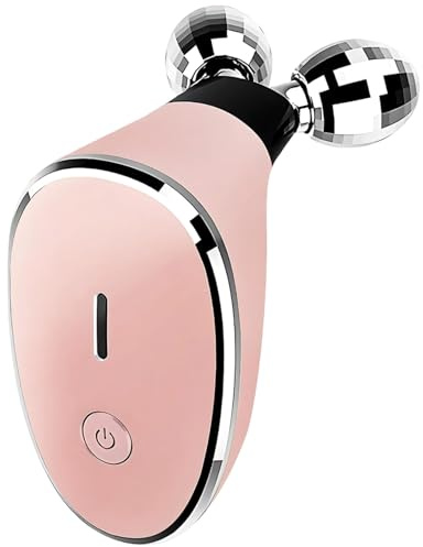 Microcurrent Neck Wrinkle Removal, Electric Dual Ball Roller Face Massager, Rose Gold Compact Device, USB Rechargeable Skin Care for Daily Use, Tool