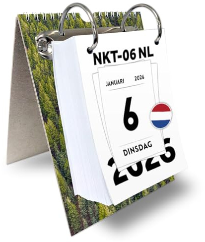 KALVOS Holländischer Kalender 2026, Tischkalender, Wandkalender, Abreisskalender, 365 tage, Tagesabreißkalender, Kalendarium, Minimalistisch Tages Kalender mit großen Zahlen (Einfach)