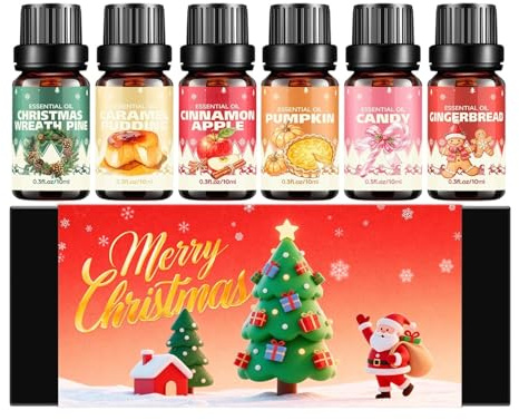 Zestivra Duftspender für Diffusor, 6 Stück, Aromatherapie, für Weihnachten, für Körpermassage, Winterpartys, Wohnzimmer, Bad, Meditation, Spa, Yoga
