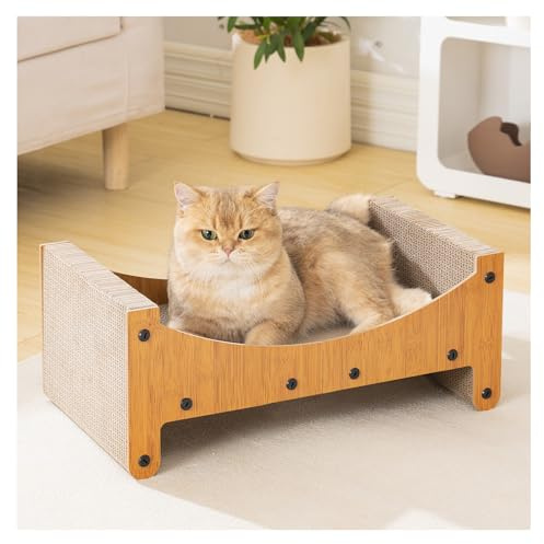 Avont Cat Scratcher Lounge, 3-in-1 Reversible Cardboard Scratching Bed | Horizontal Lounger for Indoor Cats Kittens - Nature