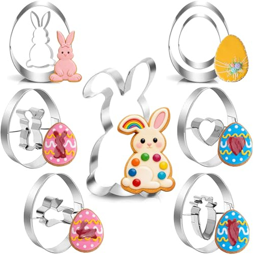 9 Stück Ausstechformen Ostern,Plätzchen Ausstecher,Ausstechformen Set,Ausstechform Tiere,Edelstahl Hasenausstecher,Oster Hasenausstecher für DIY Osterbacken,Basteln