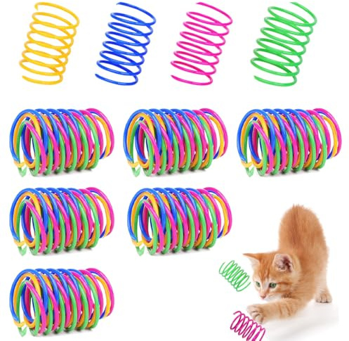 ZAKTUS 24 Stück Katzenspielzeug Spirale Set Plastik Neuheit Haustiere Spielzeug für Katze Kätzchen (Bunte)