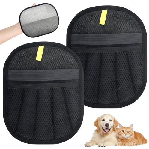 2 Stück Tierhaarentferner Handschuh, Doppelseitiger Fellmagnet Handschuhe Waschbar Katzenhaarentferner Wiederverwendbare Tragbare Haarentferner für Hunde Katzen Polster Sofa Teppich und Kleidung