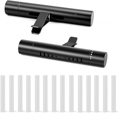 2er Pack Auto Diffuser Set, Regulierbarer Auto Lufterfrischer Lüftungsclip mit 15 Duftneutralen Pads, Kompakter Car Air Freshener für Ätherische Öle, Büro Zuhause Bad, Schwarz, 8x4x1,2cm (Mehrloch)
