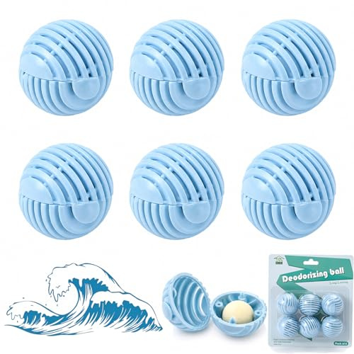 6PCS Shoe Deodorizer Balls - Long-Lasting Air Freshener & Odour Eliminator for Smelly Footwear, Reusable Deodorant Balls for Trainers, Sports Shoes, Gym Lockers and Wardrobes (Ocean 6Pcs)