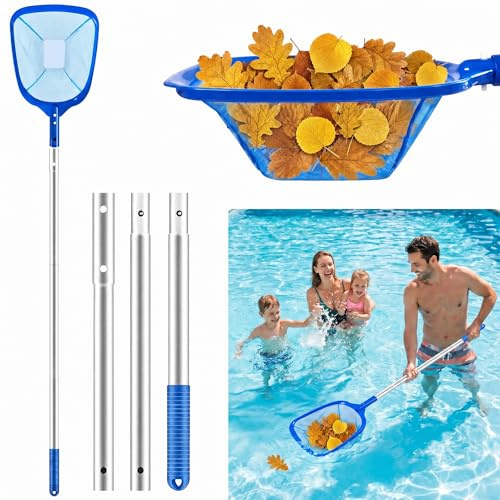KKSTOTO Red Piscina, Recogehojas para Piscinas Profesional, Recoge Hojas para Piscinas, Red Limpia Piscina, Kits de Skimmer Piscinas con Barra Telescópica para Piscina, Spas, Estanques