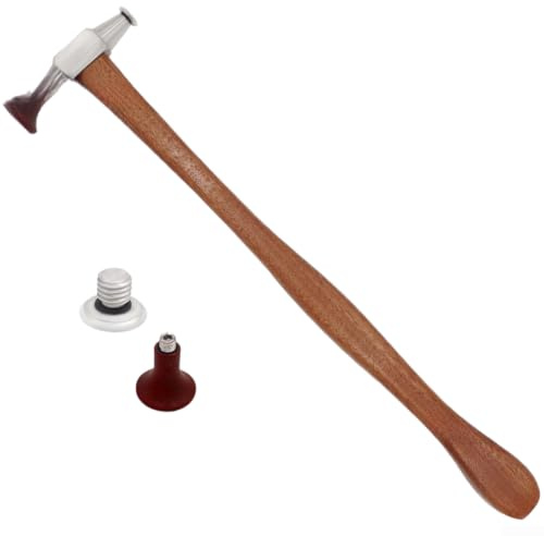 Martillo de reparación de carrocería de acero inoxidable con cabezales intercambiables, mango de madera, protección de pintura para eliminación de abolladuras, herramienta de reparación de abolladuras