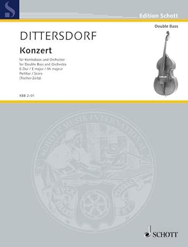 Konzert E-Dur: Krebs 172. Kontrabass und Orchester. Partitur. (Edition Schott)