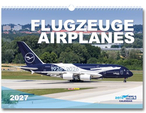Flugzeug Kalender 2026 im Großformat DIN A2 XXL Flugzeugkalender Wandkalender für Planespotter Flugzeuge groß von Airbus und Boeing Airliners als Geschenk zu Weihnachten oder Geburtstagsgeschenk