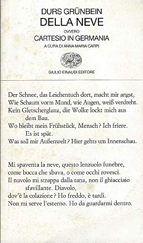 Della neve ovvero Cartesio in Germania. Testo tedesco a fronte