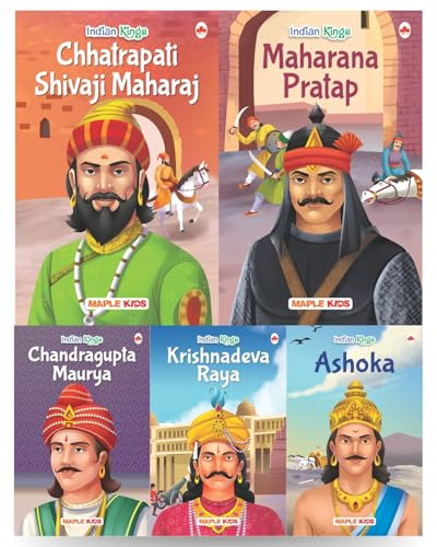 Story Books for Kids - Indian Kings (Set of 5 Books) - Chandragupta Maurya, Krishnadeva Raya, Ashoka, Rana Pratap, Shivaji - Biographies for Children - Age 6 +