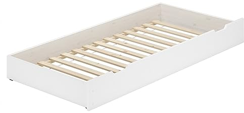 Erst-Holz Bettkasten weiß Bettschublade mit Rollrost als Zusatzbett für Einzel- und Seniorenbetten 90.10-S6W