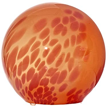 CRISTALICA Lampe Glaskugel mit LED Lichterkette 20cm, mit Netzstecker rot/orange