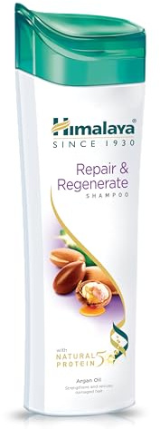 Champú reparador y regenerador Himalaya con las bondades del aceite de argán, revive el cabello dañado para un cabello fuerte y saludable, 400 ml