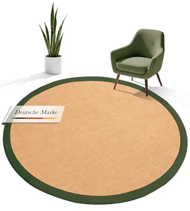 carpetfine Sisalteppich Rund Grün Ø 80 | Moderner Teppich für Wohn- und Schlafzimmer
