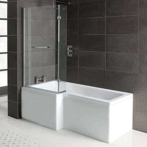 Badewanne SYNA Links 150x85/70cm+ Duschkabine + Wannenträger