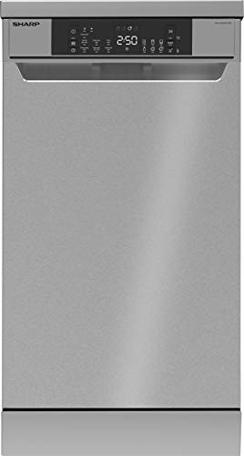 Sharp QW-NS22F47EI-DE - Lavavajillas independiente (45 cm/E, 10 cubiertos con cajón para cubiertos, 7 programas con 30 minutos, programa corto/acero inoxidable)