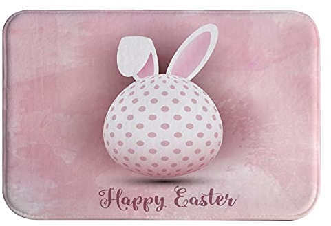 A.Monamour rutschfest Saugfähig Waschbar Badematte Osterei Hasenohren Tupfen Muster Frohe Ostern Aquarell Weich Flanell Badezimmerteppich Badteppich Badvorleger Badewanne Dusche Duschvorleger
