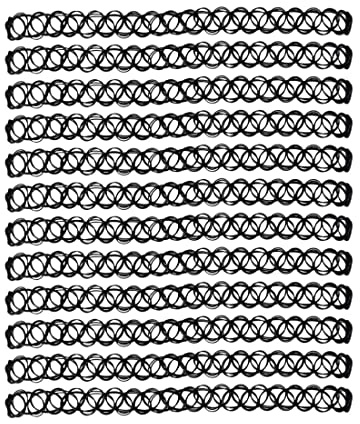 12-teiliges Tattoo-Halsband, Choker-Halsketten-Set, Mädchen-Halsband-Set, gemischte Farb-Halsketten, modische Vintage-Stretch-Tattoo-Halskette, für Jungen und Mädchen