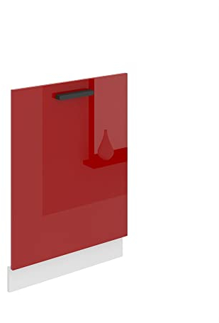 BELINI | Pannello anteriore per lavastoviglie 60 cm | Pannello frontale da cucina per lavastoviglie con manico | con battiscopa | 60 x 71,5 x 1,6 cm | rosso lucido