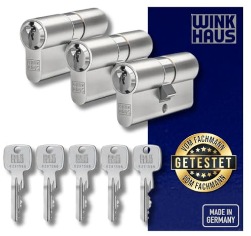 Winkhaus X-pert Profilzylinder, Knaufzylinder, Halbzylinder, Schließsystem Türzylinder Schließzylinder Zylinder Turschloss verschiedene Längen Set (3er Set | 3 Profilzylinder)