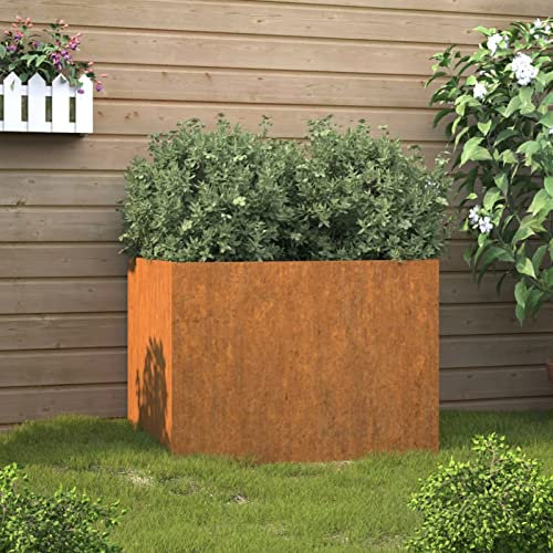 Keketa Jardinera de Acero Corten Jardineras Exterior Huerto Urbano Jardinera para Jardines, Balcones, Plantas, Verduras, Hierbas y Flores Gris 62 x 47 x 46 cm