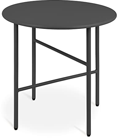 bomoe Beistelltisch Outdoor Gartentisch Rund Ø 44 cm Tischplatte Kratzfest – Stabiler Wohnzimmer Couchtisch Leicht In- & Outdoor Balkon Tisch Terrasse – Schwarz Nachttisch Bett Schlafzimmer Finn
